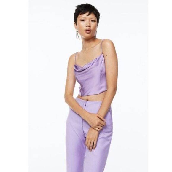 Light Purple H&M Cropped Corset Top - US M - Picture 2 of 7